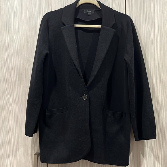 J Crew | One Button Merino Wool Blend Sweater Blazer | Black | Size‎ Small - Picture 5 of 10